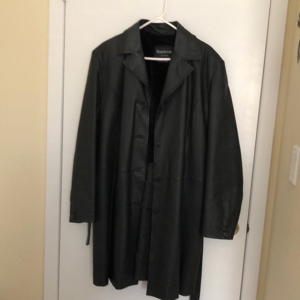 Ladies knee length leather coat